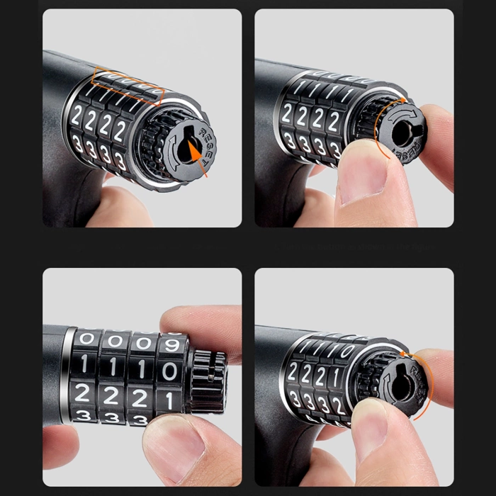 Rockbros 3230002001 bicycle lock with combination and key - black